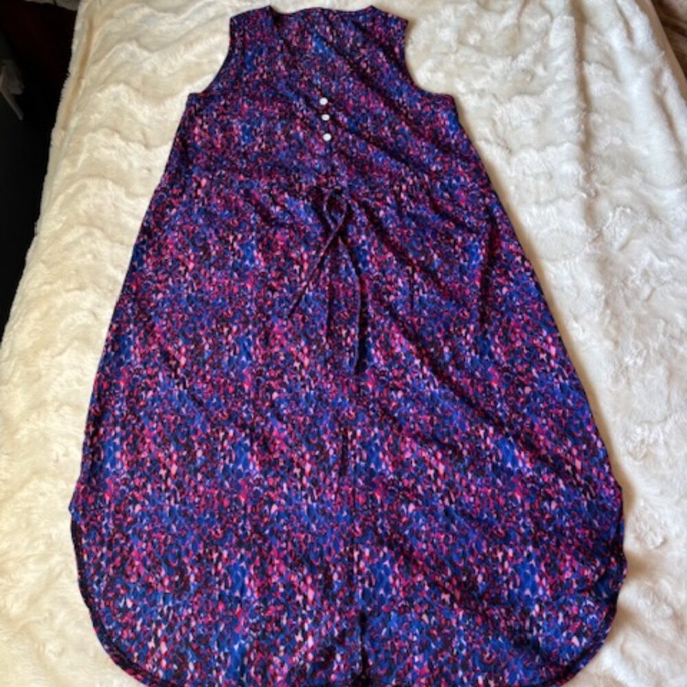 Shein Multi-colour V-Neck Tie at Waist Sleeveless Unlined Dress Size S